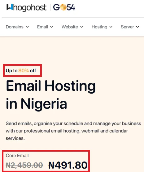 Whogohost 80% off offer
